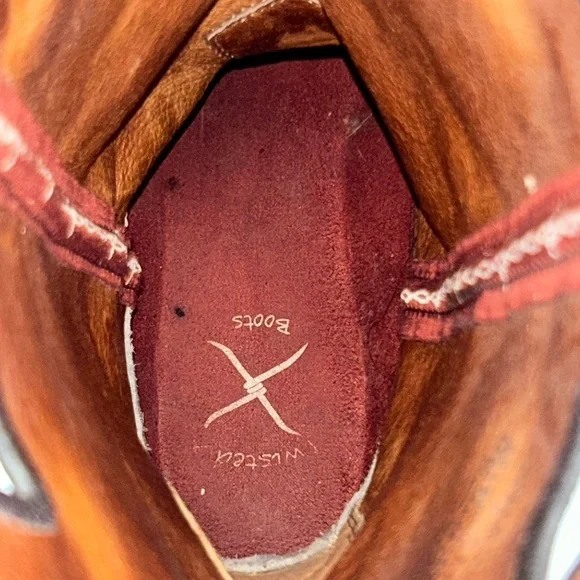 Twisted X Mens Western Boots Size 7 1/2 D‎ Brown Black Square Toe Embroidered - Picture 10 of 12